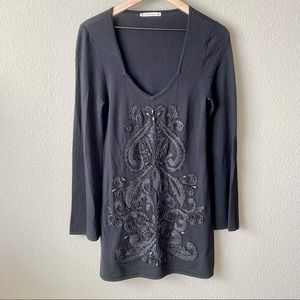 Nanette Lepore Beaded Long Sleeved Mini Dress B1